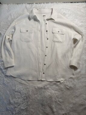 SOLD OUT Aerie White Waffle Knit Button-Down Shirt